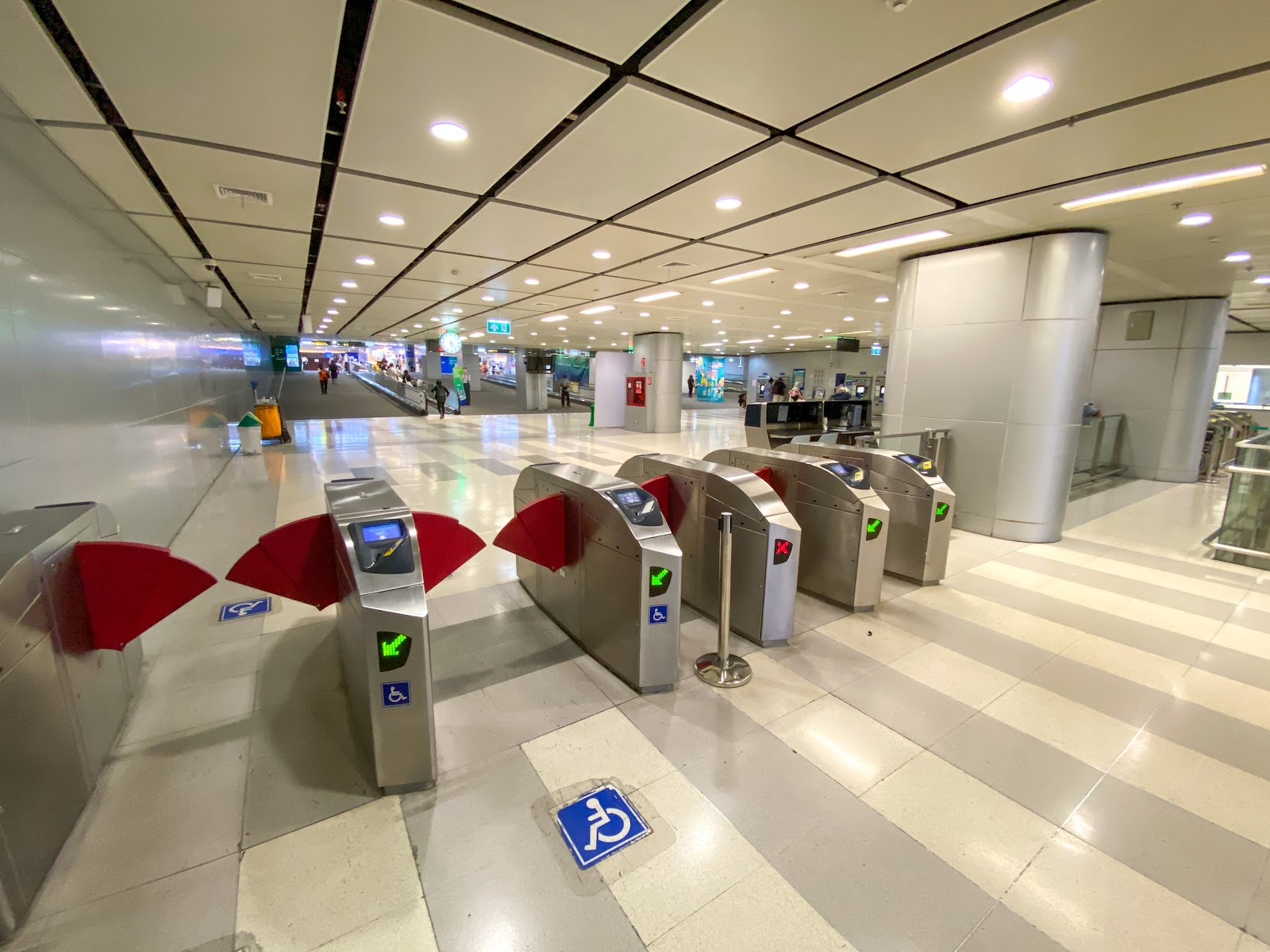 Fare gates in the Airport Rail Link station beneath Suvarnabhumi Airport
