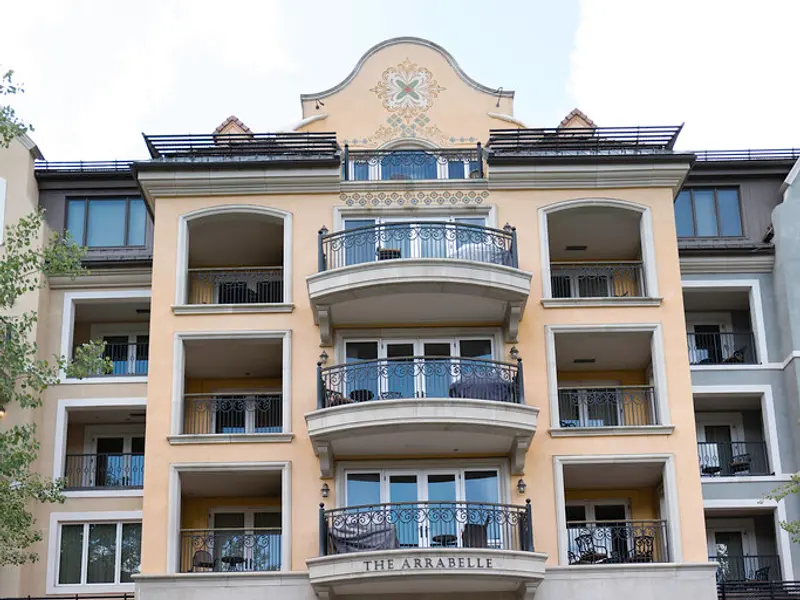 Facade and balconies of The Arrabelle at Vail Square